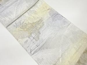 山並みに民家模様織出し袋帯